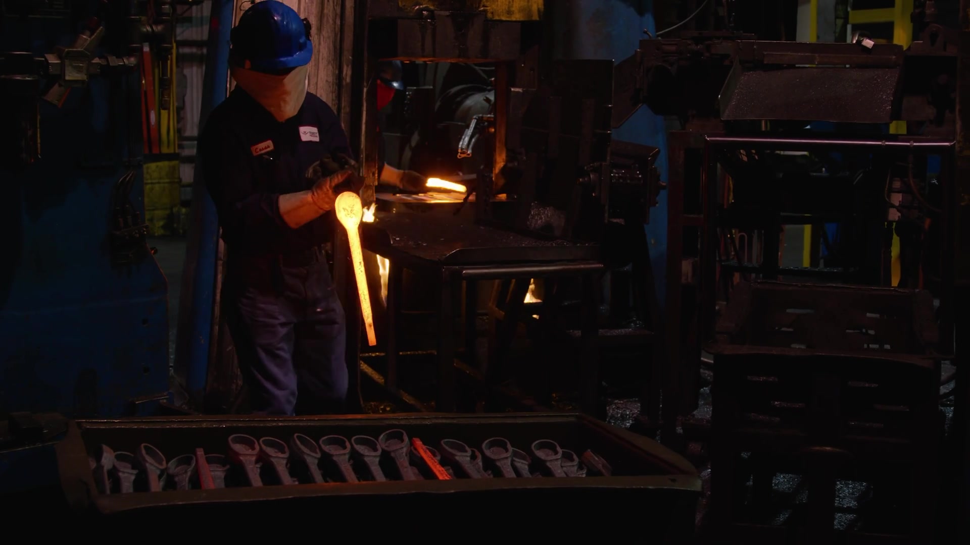 Glowing heated metal at Trinity Forge
